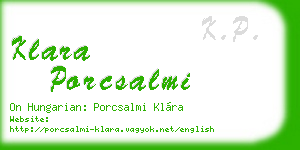 klara porcsalmi business card